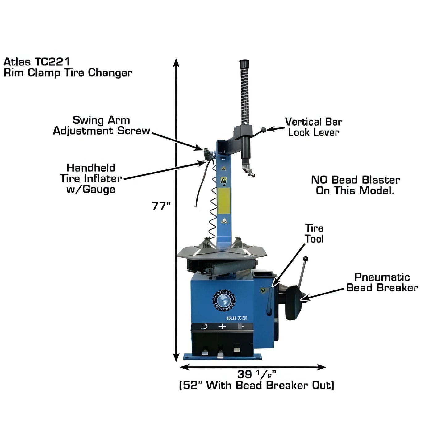 Atlas TC221 Rim-Clamp Tire Changer - ATEATTC221-FPD