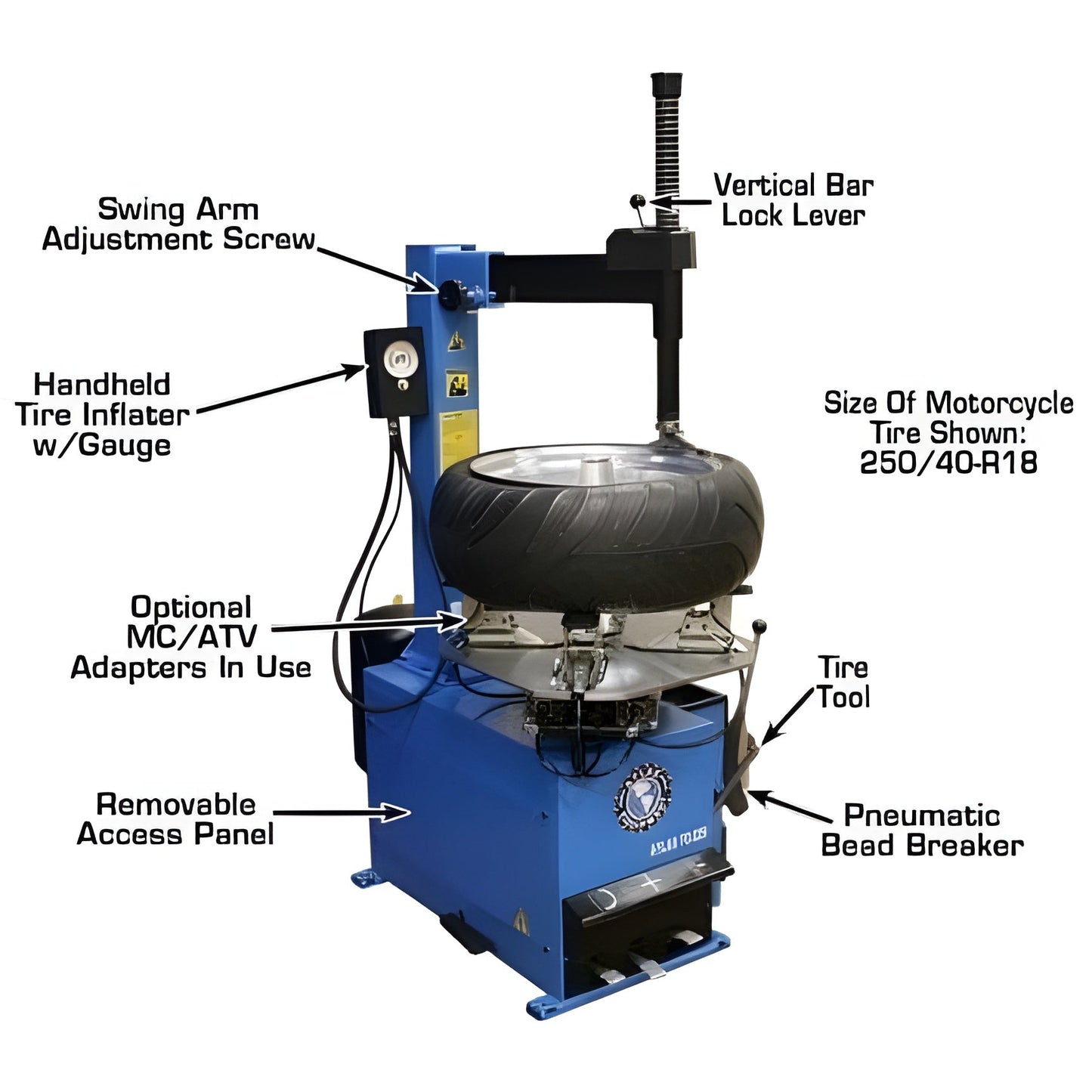 Atlas TC229 Rim-Clamp Tire Changer w/ Beadblaster - ATEATTC229-FPD