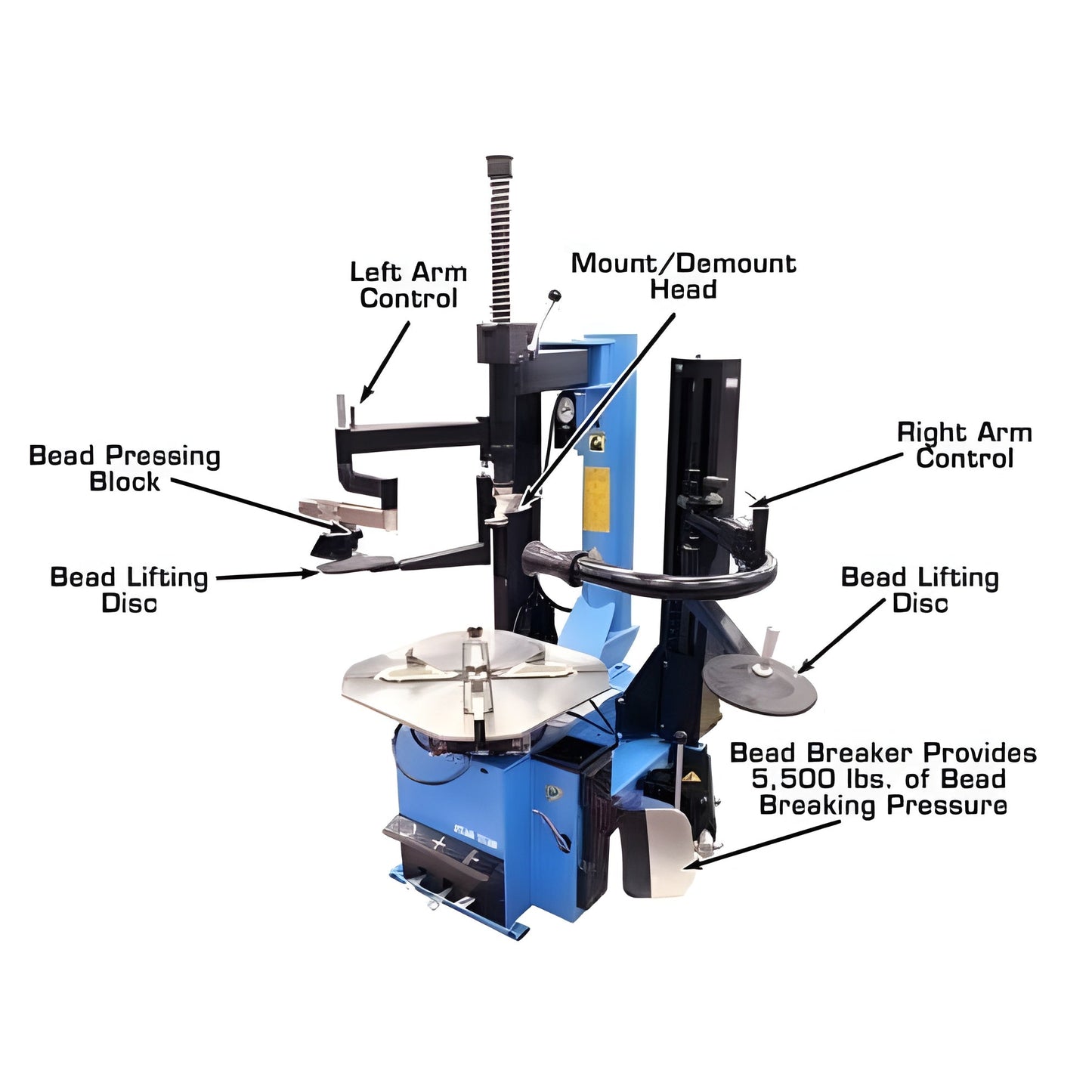 Atlas TC289DAA Extra Large Rim-Clamp Tire Changer w/ Dual Assist Arms - ATETC289DAA-FPD