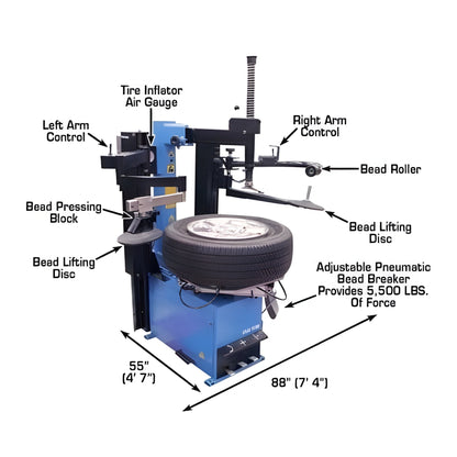 Atlas TC289DAA Extra Large Rim-Clamp Tire Changer w/ Dual Assist Arms - ATETC289DAA-FPD
