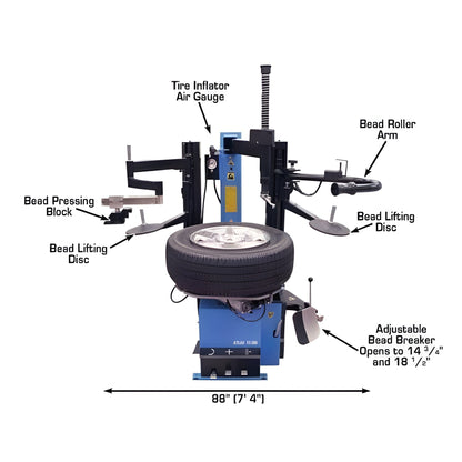 Atlas TC289DAA Extra Large Rim-Clamp Tire Changer w/ Dual Assist Arms - ATETC289DAA-FPD
