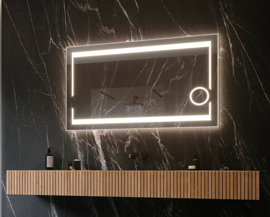 Paris Mirror 48" x 28" Rectangle Aurora Illuminated Mirror 3000K - AUROX48283000