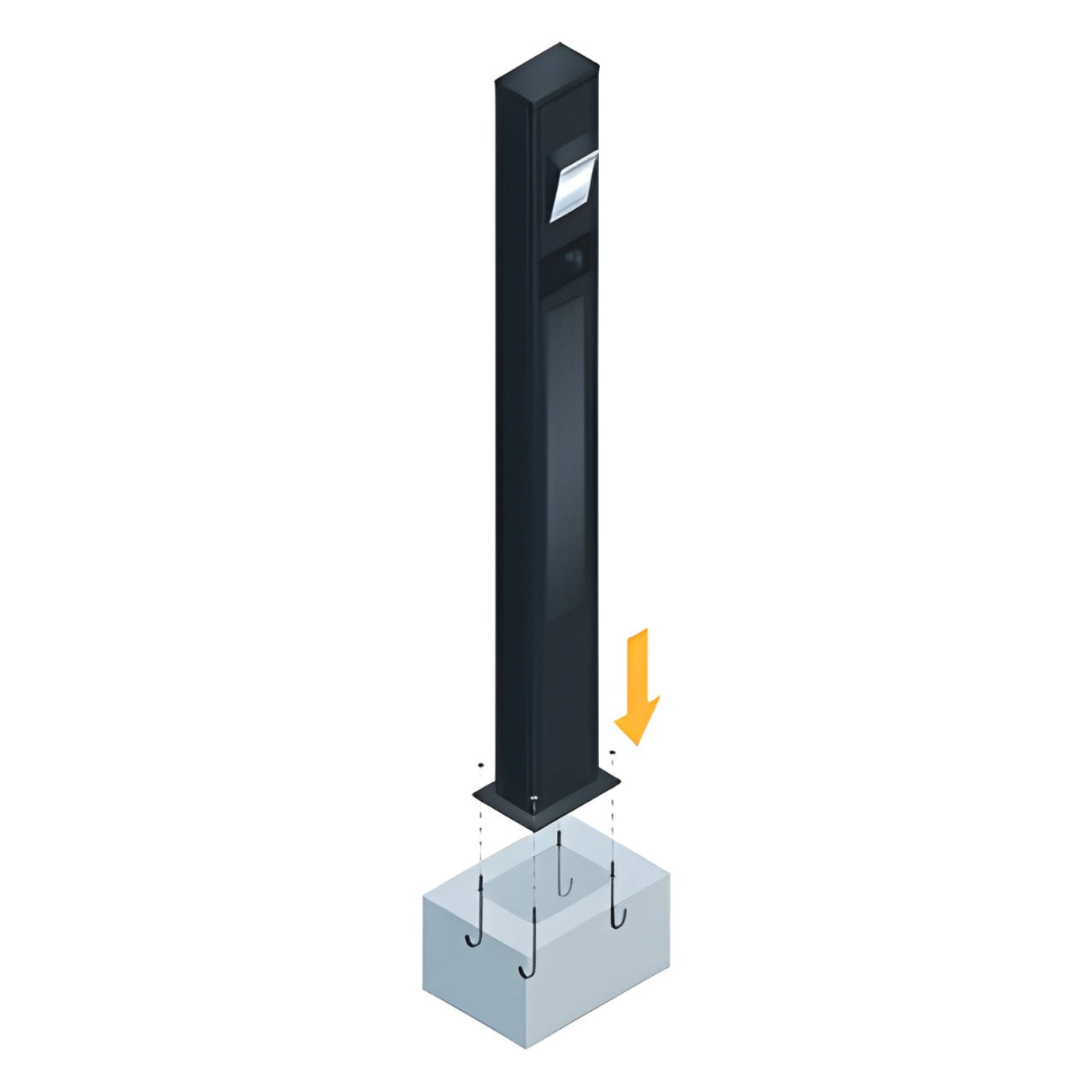 AVS Energy Solar Urban Light 60 Watt 9000 Lumens 5000K Black Housing Pathway Lighting Landscape Light Solar Resistant Bollard Light - AVS-TOTEM-60W
