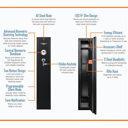 Liberty Safe Barska Tall Biometric Rifle Safe AX11652