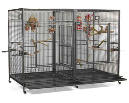 LeMond A&E 80"x40" Double Macaw Cage with Divider - 8040FL Black