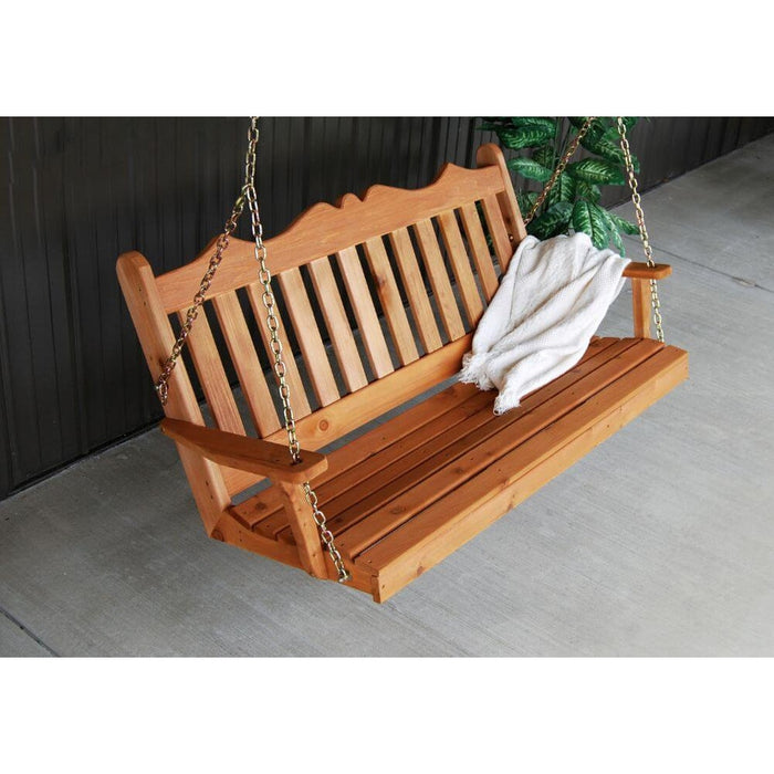 A&L Furniture Royal English Porch Swing - Cedar - Amish Made - 4ft, 5ft, 6ft