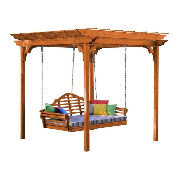 A&l Furniture 8' x 8' Cedar Pergola Swing Bed Stand with Swing Hangers - Amish Made