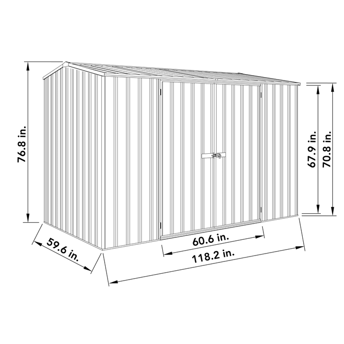 Absco | 10x5x6.5 ft Premier Metal Storage Shed - AB1000