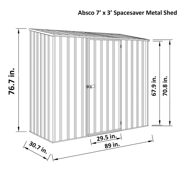 Absco | 7x2.5x6.5 ft Space Saver Metal Storage Shed - AB1105