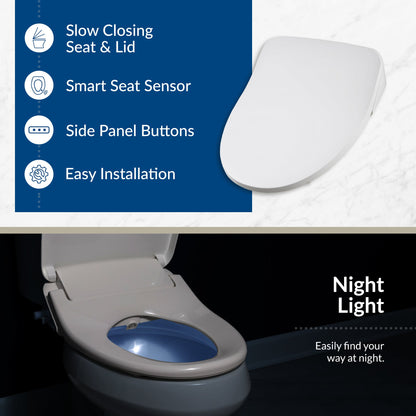 Bio Bidet BB-1200 Elongated Bidet Toilet Seat with Bemis Living App - 7ZBB1200E 000