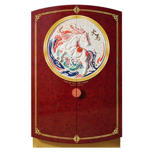 Afidano 2026 Fire Horse Year Limited-Edition Cigar Humidor – Spanish Designer Edition with Compressor Cooling & Cedar Interior - Afidano 1500 Ct Cigar Humidor, Temperature and Humidity Control with Classic Leather and Spanish Cedar Drawers - JC-272A