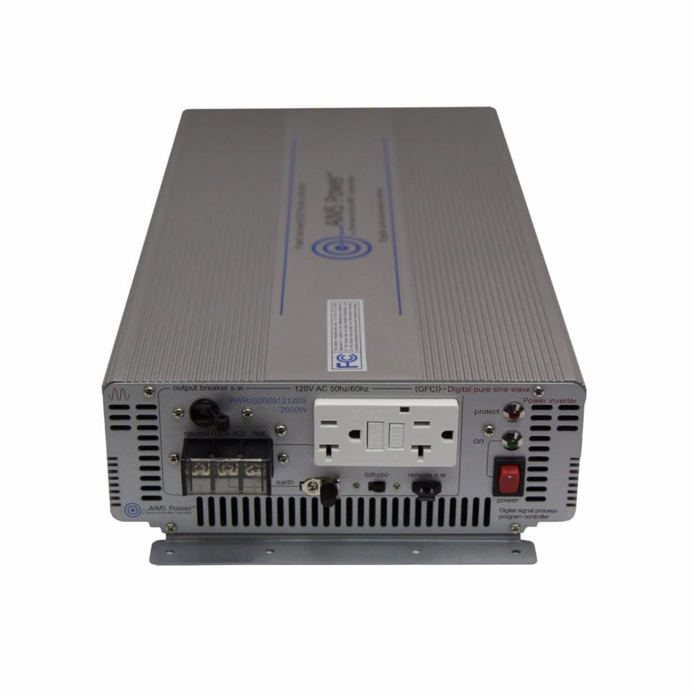 Aims Power 2000 Watt Pure Sine Power Inverter - Industrial Grade - PWRIG200012120S