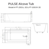 Pulse Showerspas 32" Wide White 100% Acrylic Alcove Tub - PT-2001-32