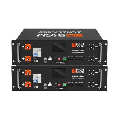 Rich Solar ALPHA 5 PRO Server Rack Battery | 51.2V 100Ah LiFePO4 Battery | 7,000 Lifetime Cycles | 10 Year Warranty | UL1973, UL9540A Certified
