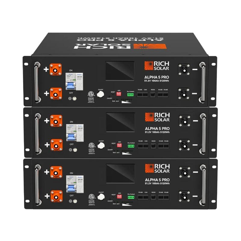 Rich Solar ALPHA 5 PRO Server Rack Battery | 51.2V 100Ah LiFePO4 Battery | 7,000 Lifetime Cycles | 10 Year Warranty | UL1973, UL9540A Certified