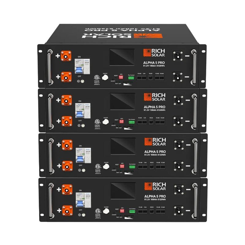 Rich Solar ALPHA 5 PRO Server Rack Battery | 51.2V 100Ah LiFePO4 Battery | 7,000 Lifetime Cycles | 10 Year Warranty | UL1973, UL9540A Certified