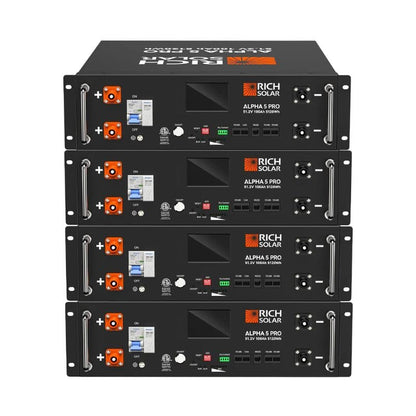 Rich Solar ALPHA 5 PRO Server Rack Battery | 51.2V 100Ah LiFePO4 Battery | 7,000 Lifetime Cycles | 10 Year Warranty | UL1973, UL9540A Certified