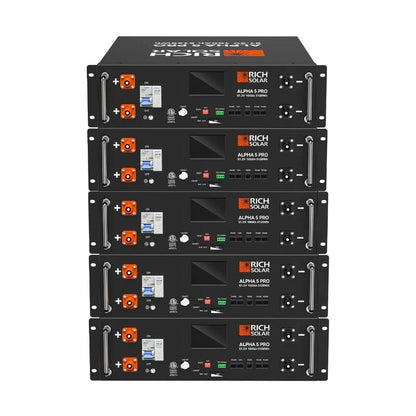Rich Solar ALPHA 5 PRO Server Rack Battery | 51.2V 100Ah LiFePO4 Battery | 7,000 Lifetime Cycles | 10 Year Warranty | UL1973, UL9540A Certified