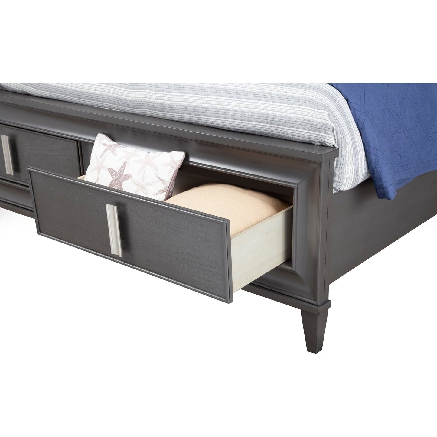 Alpine Lorraine California King Storage Footboard Platform Bed, Dark Gray - 8171-07CK
