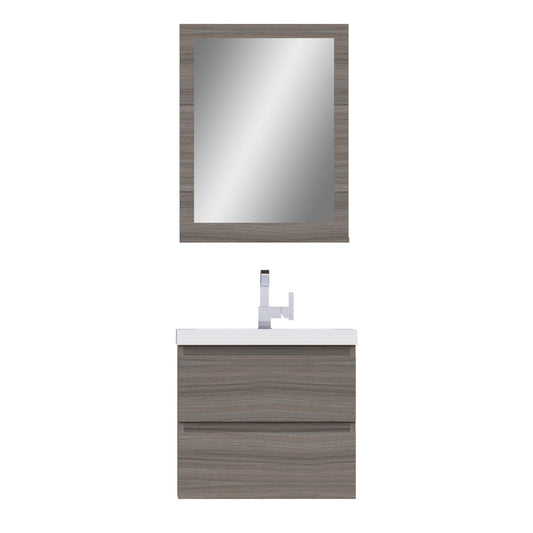 Alya Bath Paterno 24" Single Gray Modern Wall Mounted  Bathroom Vanity With Acrylic Top and Integrated Sink - AB-MOF24-G