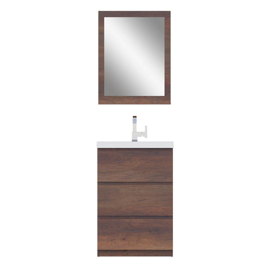 Alya Bath Paterno 24" Single Rosewood Modern Freestanding Bathroom Vanity With Acrylic Top and Integrated Sink - AB-MOA24-RW