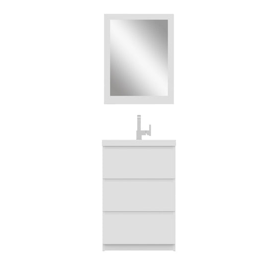 Alya Bath Paterno 24" Single White Modern Freestanding Bathroom Vanity With Acrylic Top and Integrated Sink - AB-MOA24-W