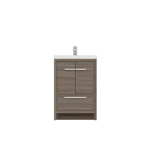 Alya Bath Sortino 24" Single Gray Modern Freestanding  Bathroom Vanity With Acrylic Top and Integrated Sink