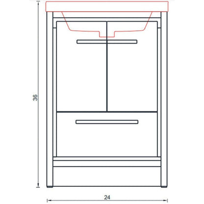 Alya Bath Sortino 24" Single White Modern Freestanding  Bathroom Vanity With Acrylic Top and Integrated Sink - AB-MD624-W+AB-MOB24-Sink
