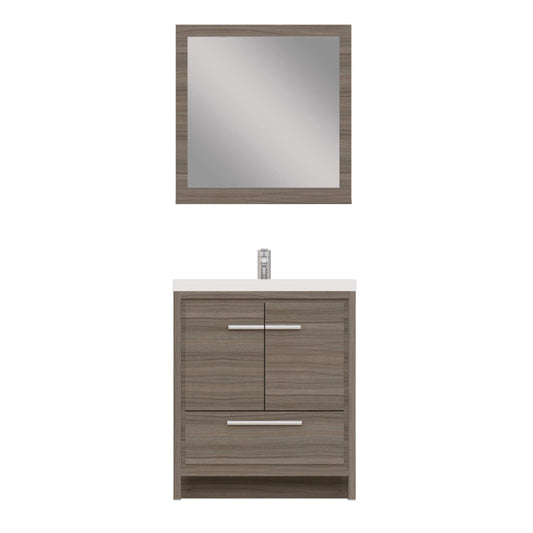 Alya Bath Sortino 30" Single Gray Modern Freestanding  Bathroom Vanity With Acrylic Top and Integrated  Sink -  AB-MD630-G