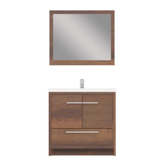Alya Bath Sortino 36" Single Rosewood  Modern Freestanding Bathroom Vanity With Acrylic Top and Integrated Sink - AB-MD636-RW