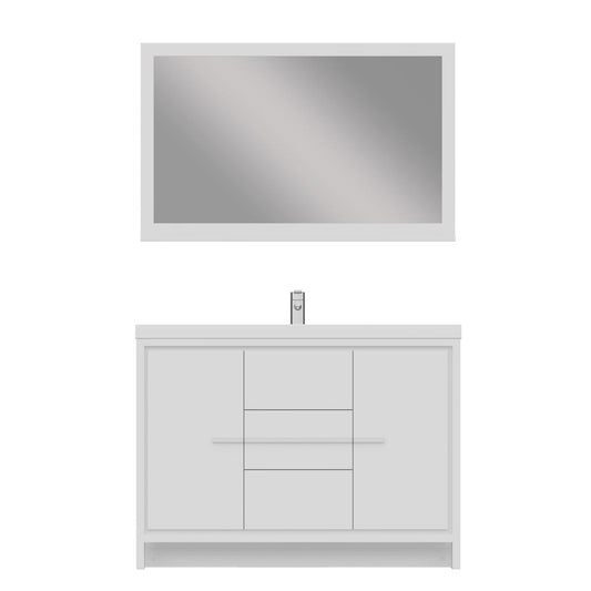 Alya Bath Sortino 48" Single White Modern Freestanding  Bathroom Vanity With Acrylic Top and Integrated Sink - AB-MD648-W
