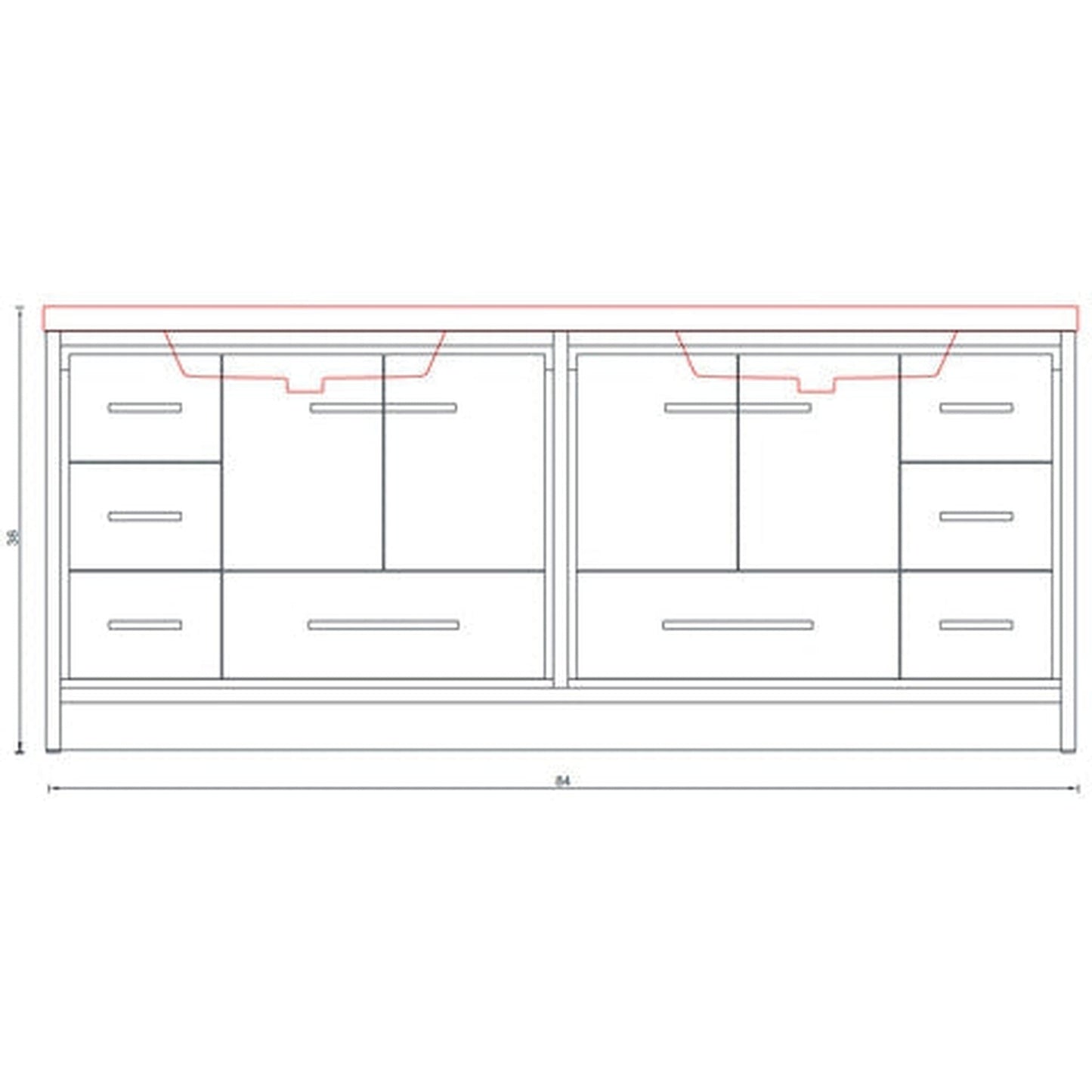 Alya Bath Sortino 84" Double White Modern Freestanding  Bathroom Vanity With Acrylic Top and Integrated Sink - AB-MD684-W