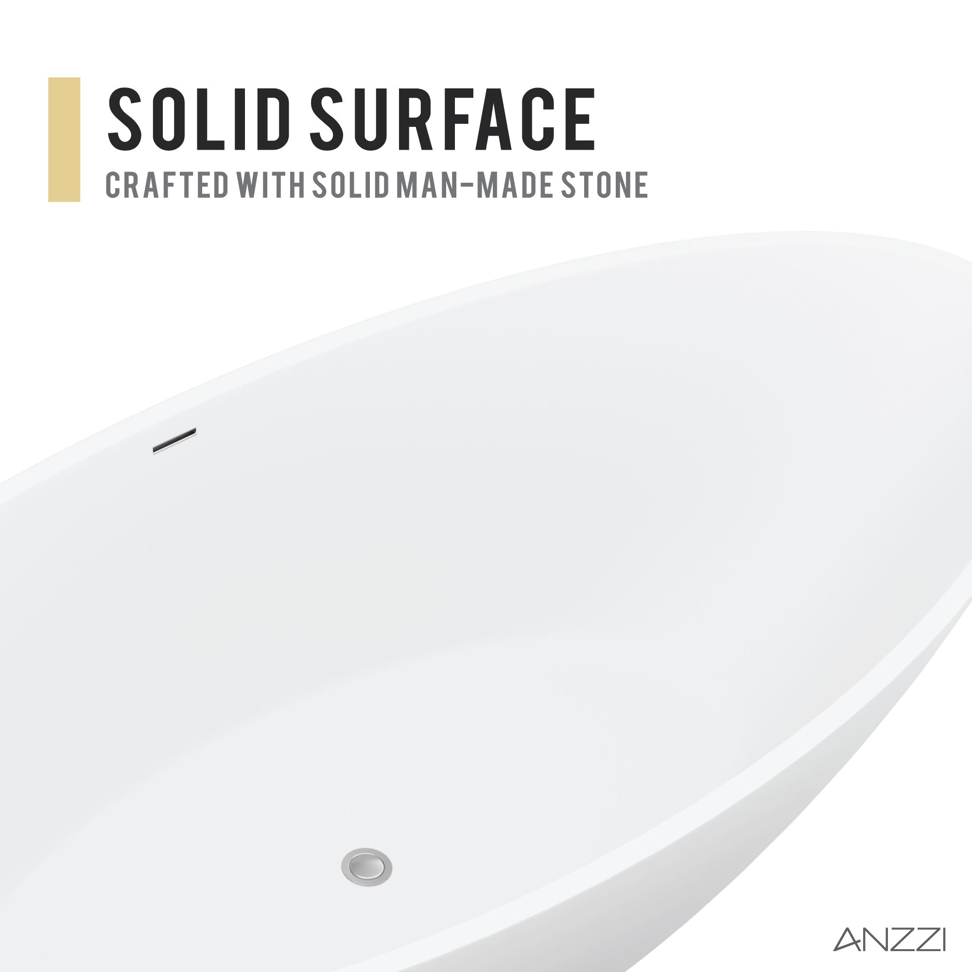 Anzzi Ala 6.2 ft. Solid Surface Center Drain Freestanding Bathtub in Matte White FT-AZ508 - FT-AZ508