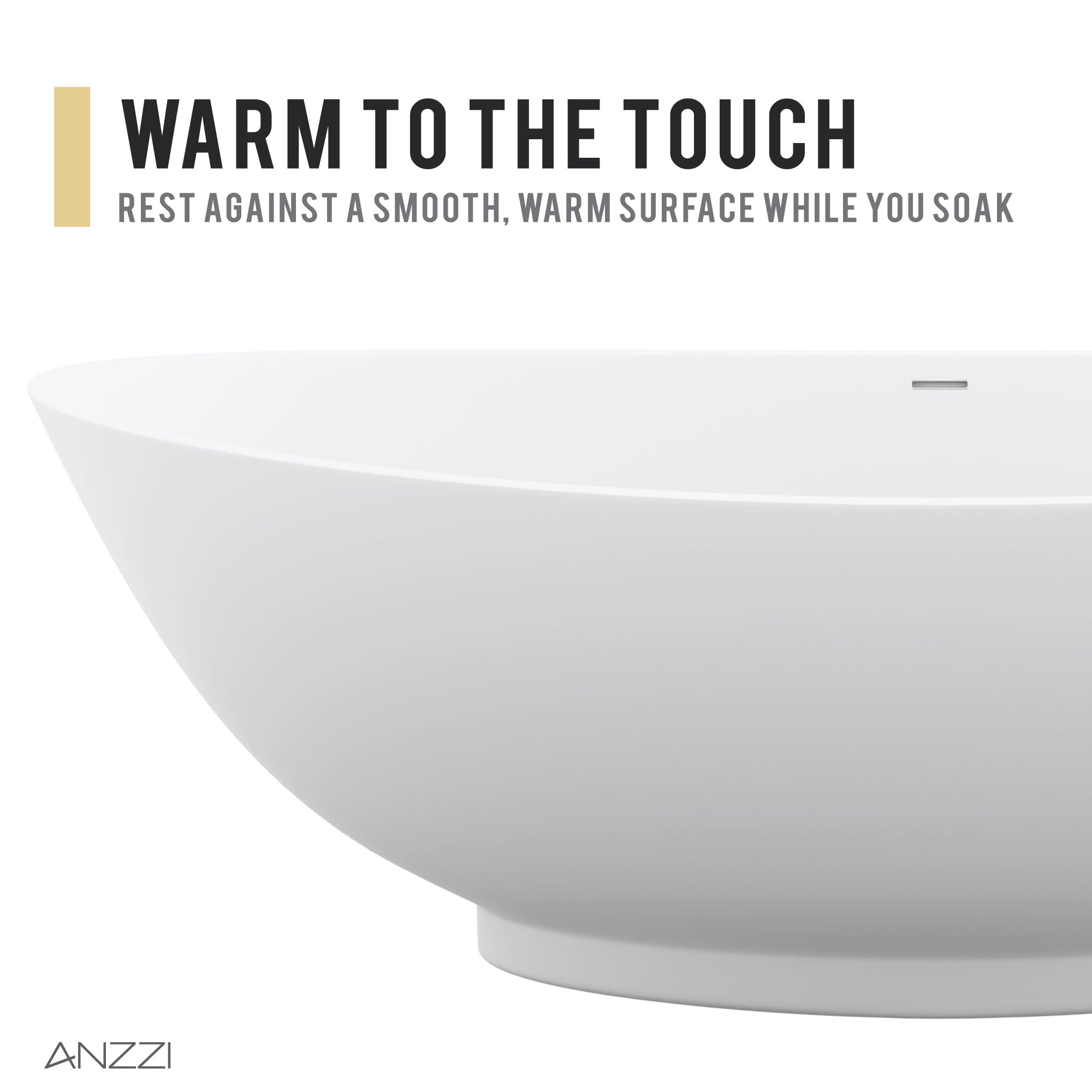 Anzzi Ala 6.2 ft. Solid Surface Center Drain Freestanding Bathtub in Matte White FT-AZ508 - FT-AZ508