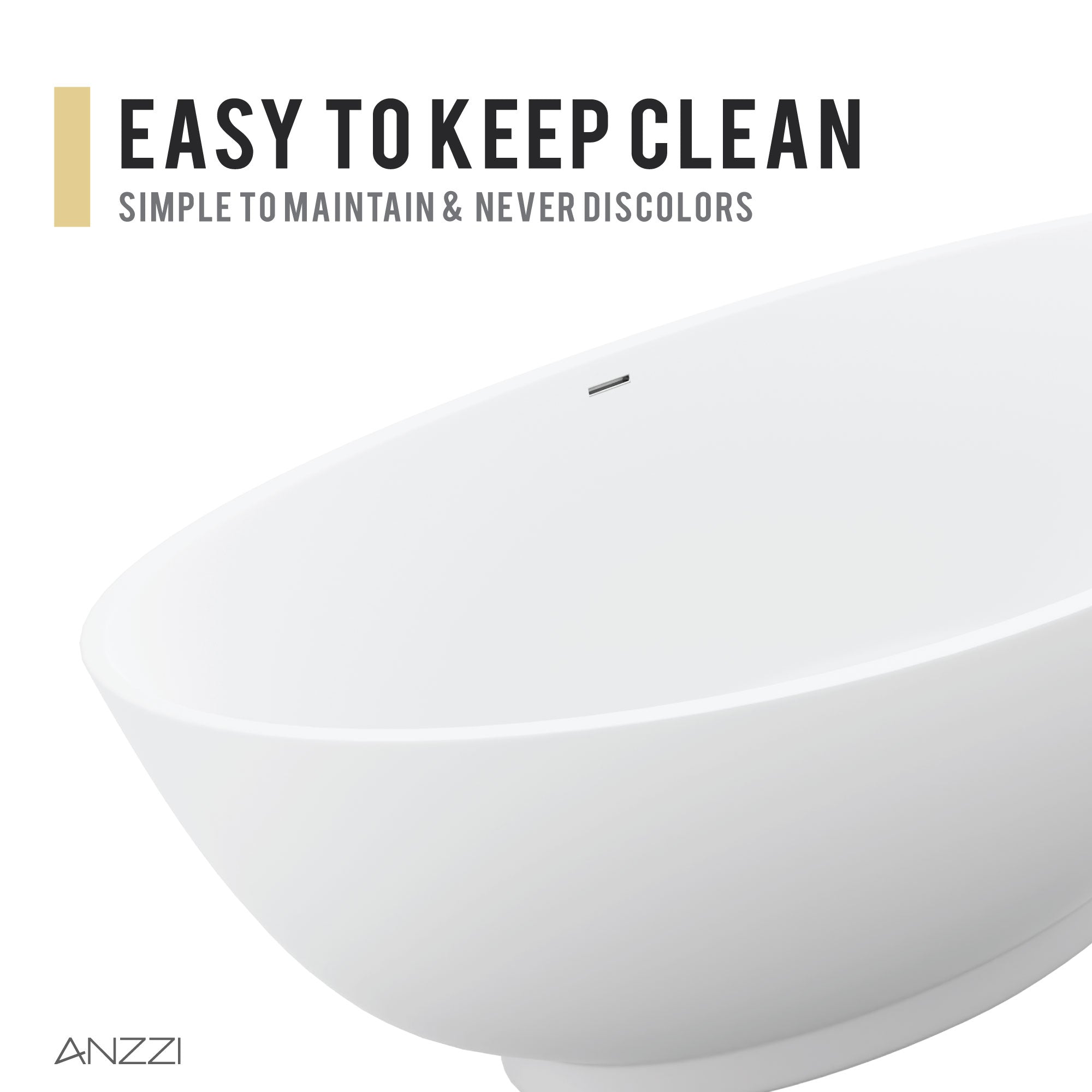 Anzzi Ala 6.2 ft. Solid Surface Center Drain Freestanding Bathtub in Matte White FT-AZ508 - FT-AZ508