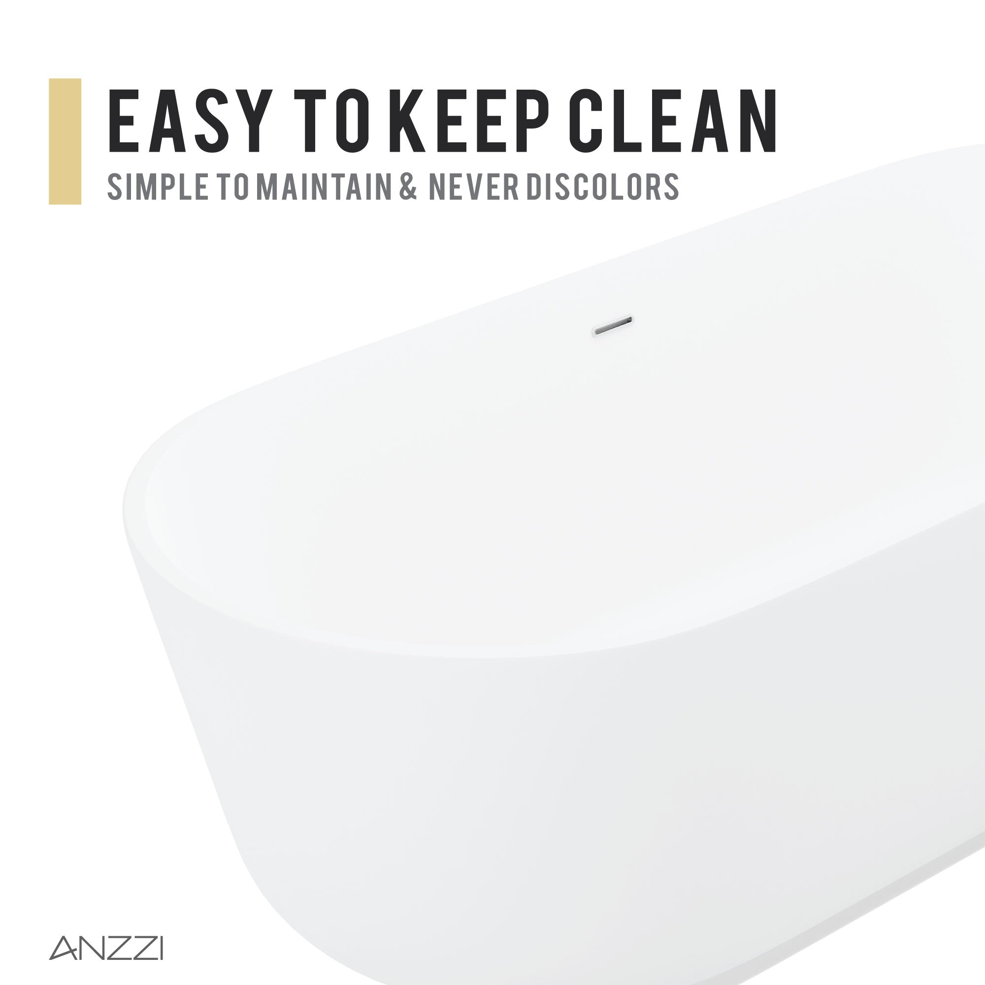 Anzzi Badi 5.9 ft. Solid Surface Center Drain Freestanding Bathtub in Matte White FT-AZ8402 - FT-AZ8402