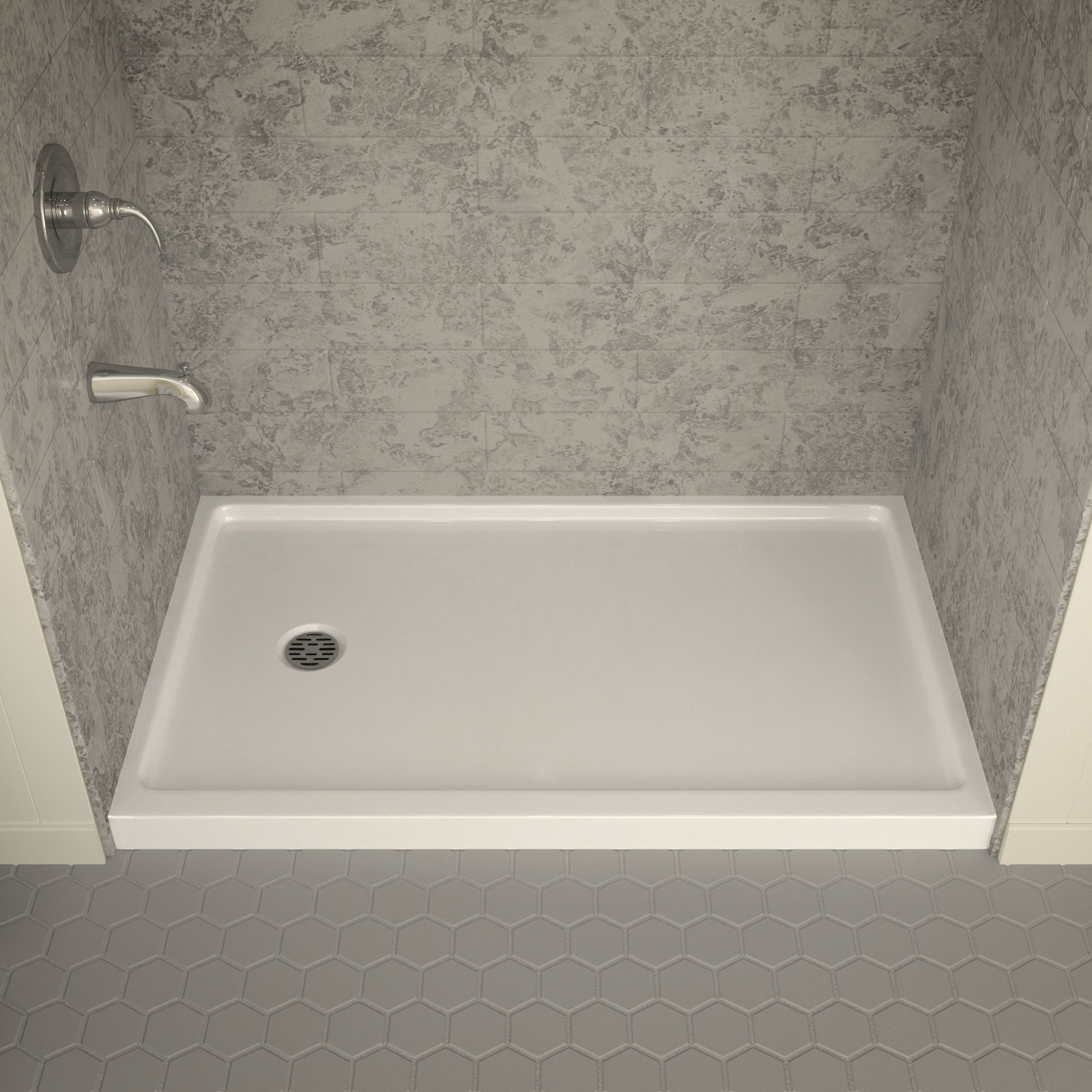 Anzzi Colossi Series 60 in. x 36 in. Shower Base in White SB-AZ007WL - SB-AZ007WL