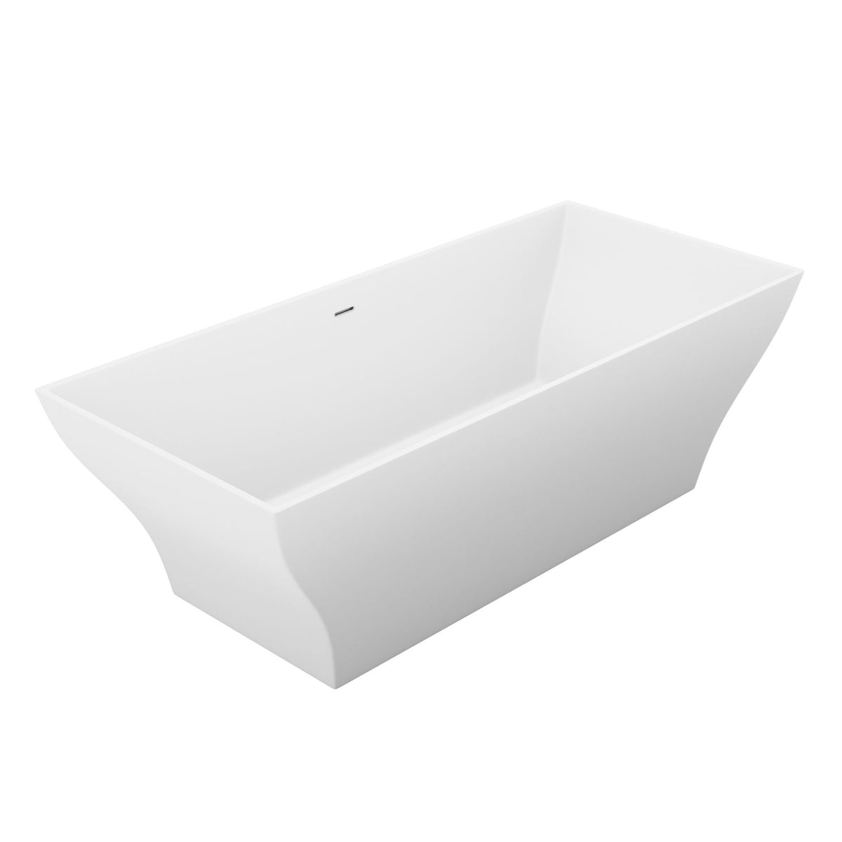 Anzzi Crema 5.9 ft. Solid Surface Center Drain Freestanding Bathtub in Matte White FT-AZ509