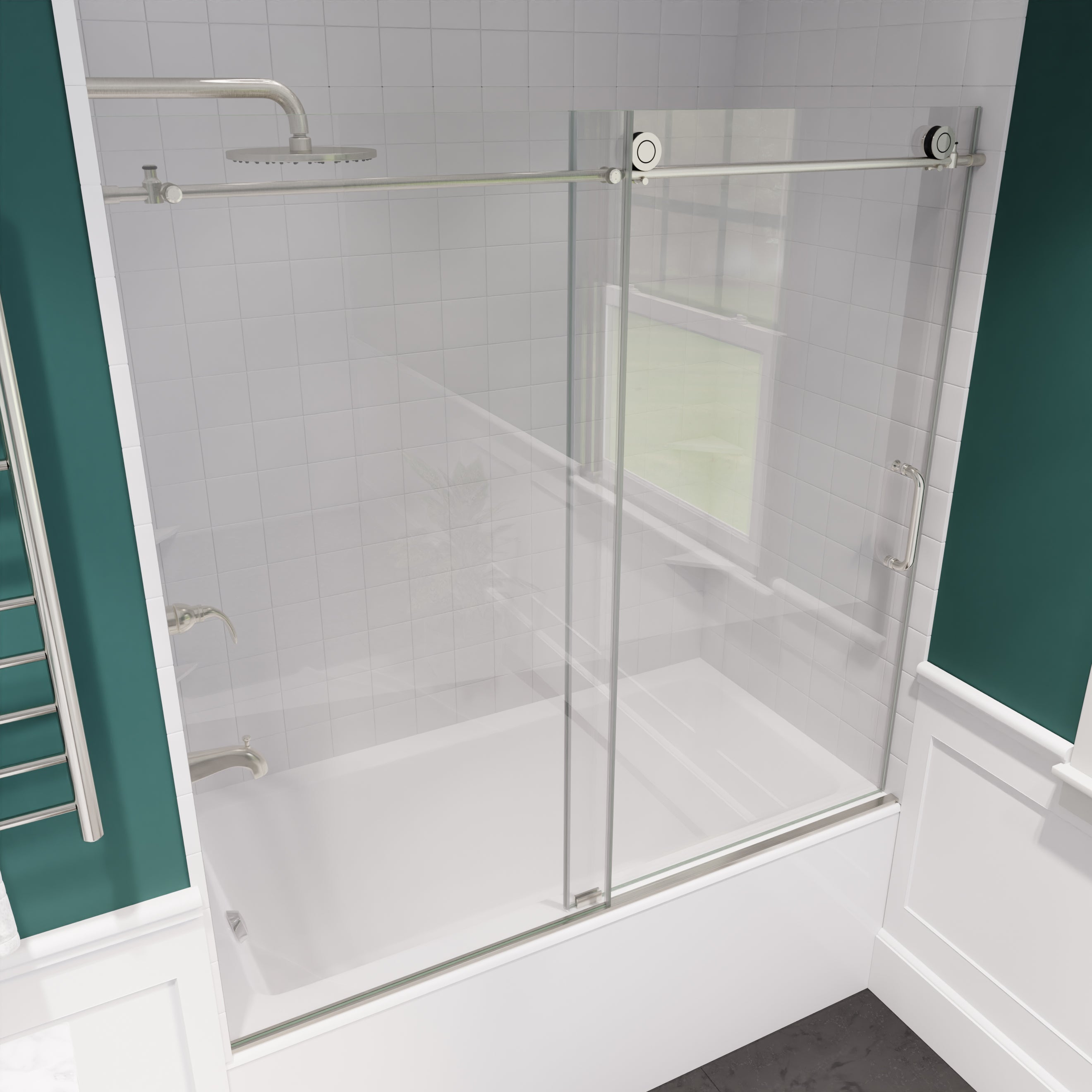 Anzzi Don Series 60 in. x 62 in. Frameless Sliding Tub Door SD-AZ17-01 - SD-AZ17-01BN