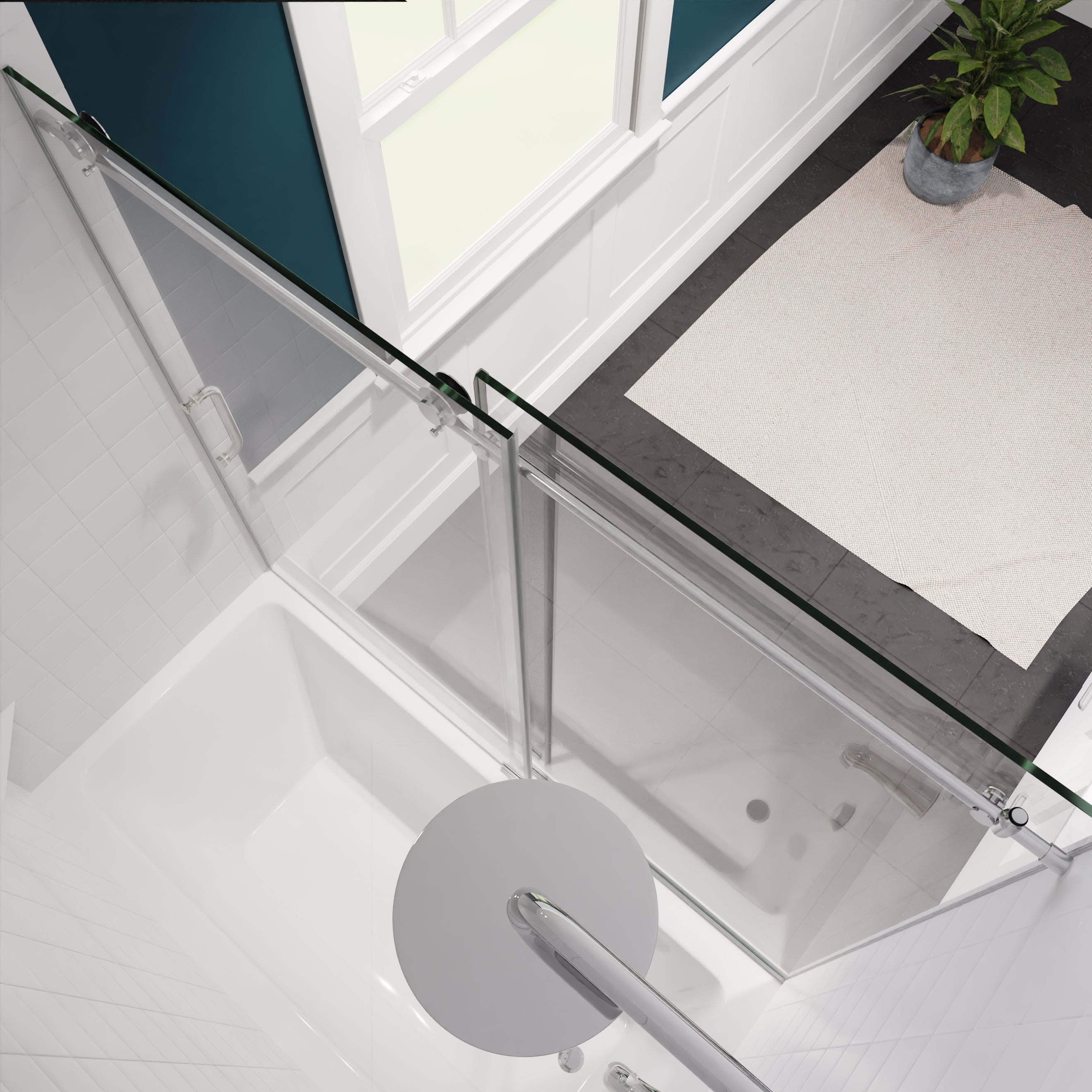 Anzzi Don Series 60 in. x 62 in. Frameless Sliding Tub Door SD-AZ17-01 - SD-AZ17-01BN