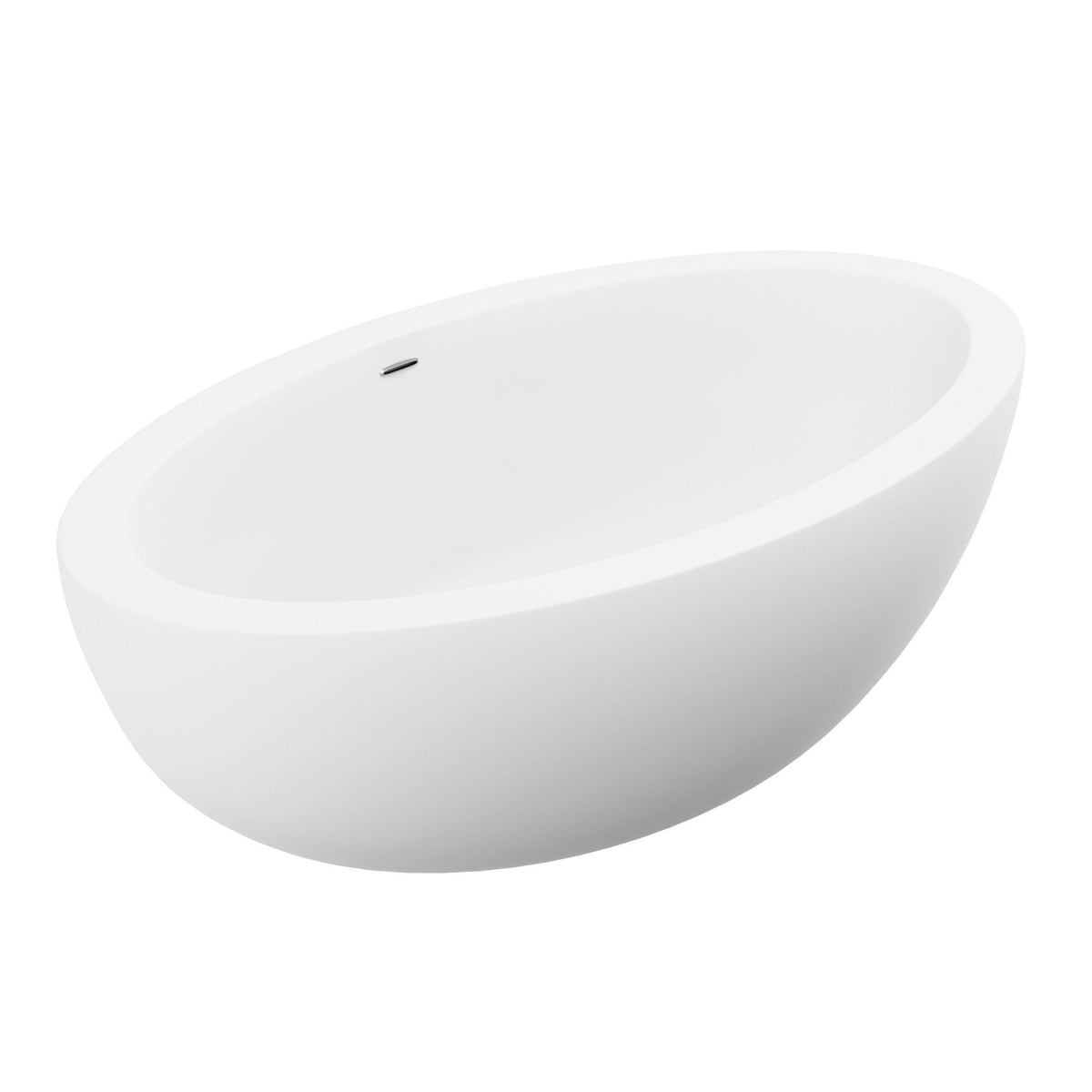 Anzzi Kekehun 6.3 ft. Solid Surface Center Drain Freestanding Bathtub in Matte White FT-AZ8415 - FT-AZ8415