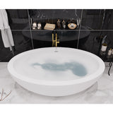 Anzzi Kekehun 6.3 ft. Solid Surface Center Drain Freestanding Bathtub in Matte White FT-AZ8415 - FT-AZ8415