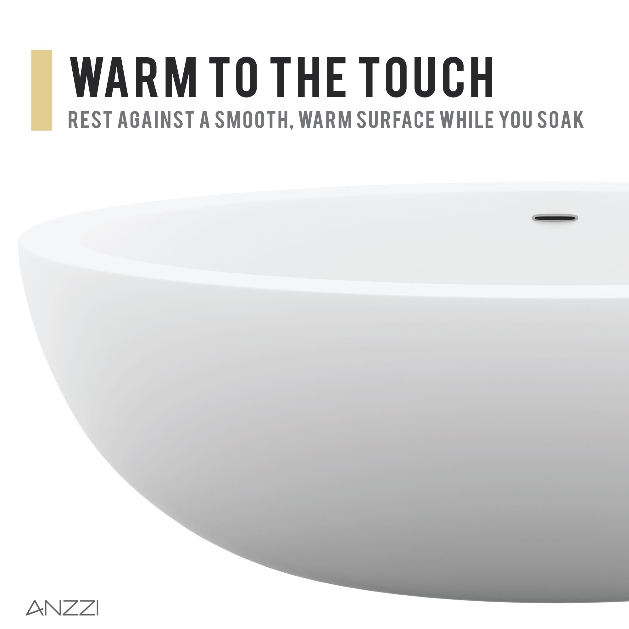 Anzzi Kekehun 6.3 ft. Solid Surface Center Drain Freestanding Bathtub in Matte White FT-AZ8415 - FT-AZ8415