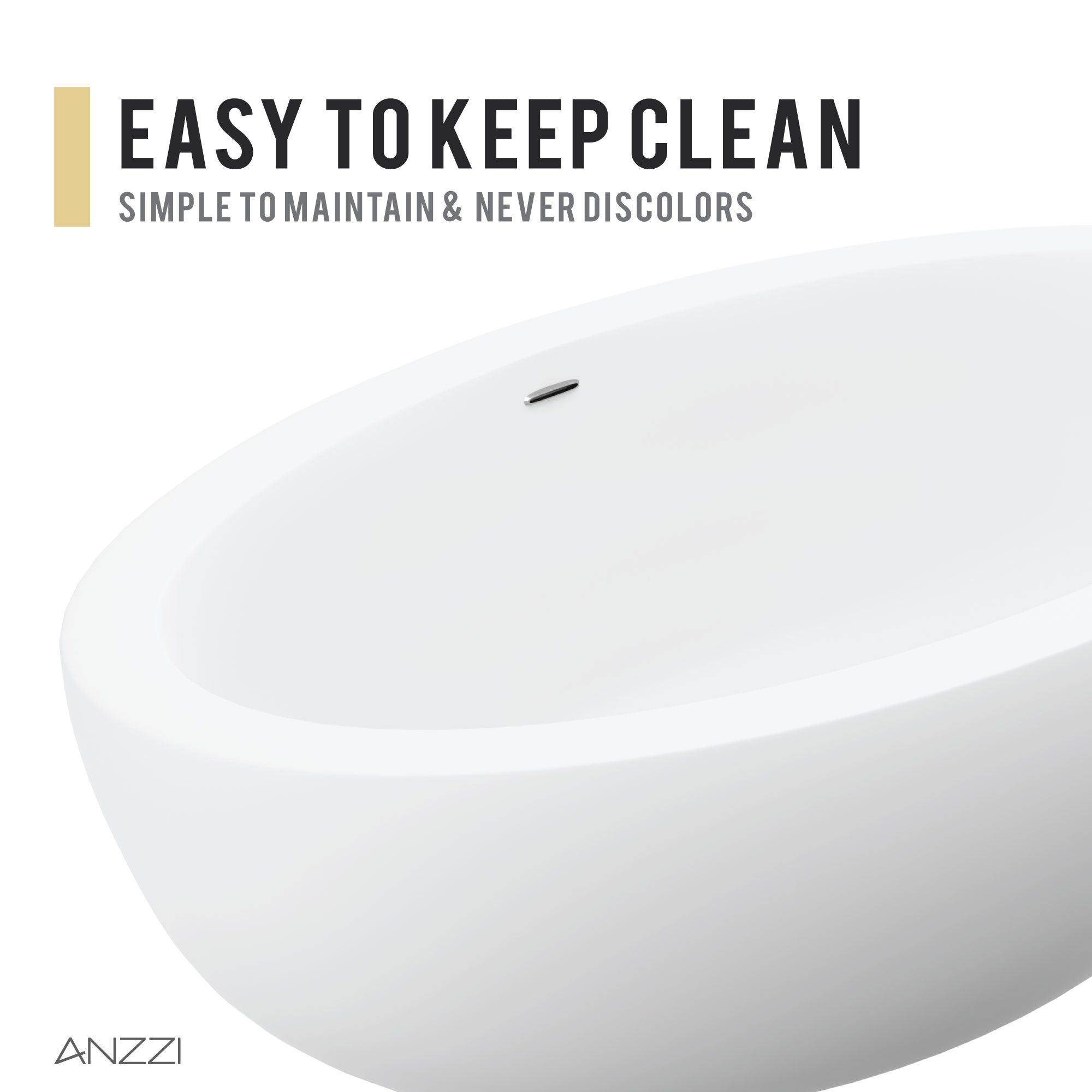 Anzzi Kekehun 6.3 ft. Solid Surface Center Drain Freestanding Bathtub in Matte White FT-AZ8415 - FT-AZ8415