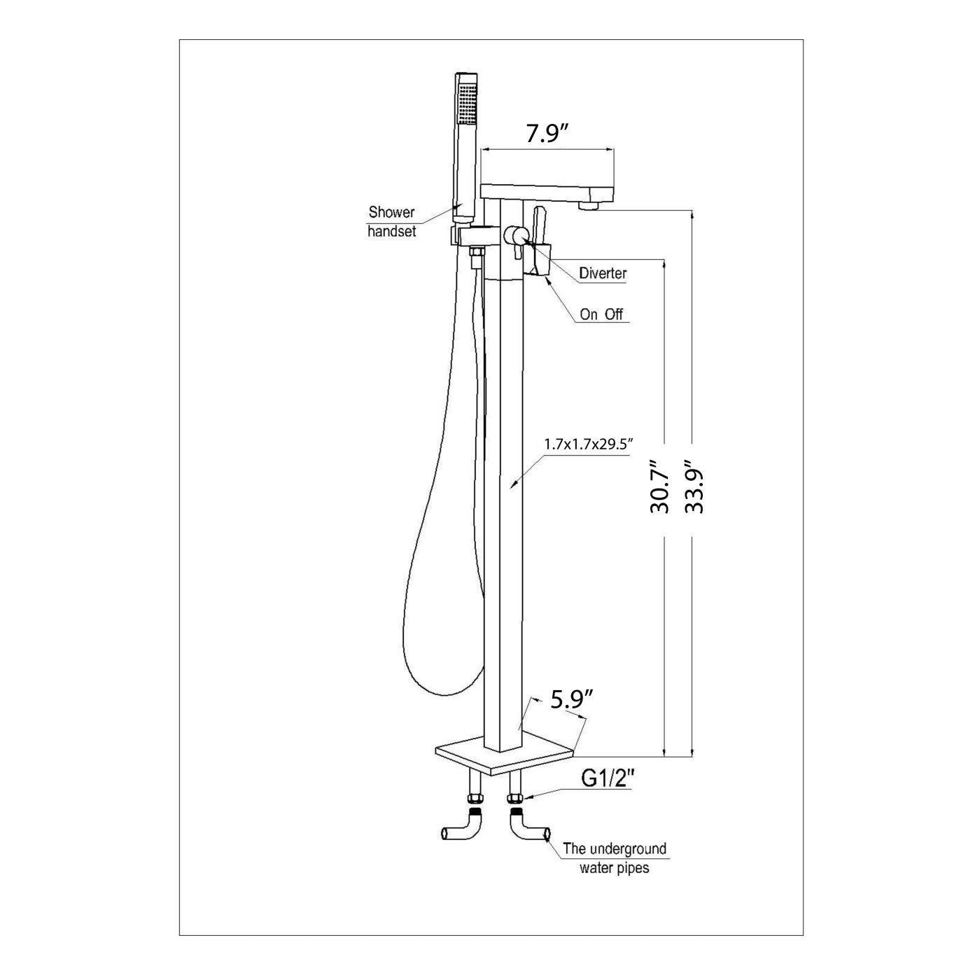 Anzzi Khone 2-Handle Claw Foot Tub Faucet with Hand Shower FS-AZ0037 - FS-AZ0037BN