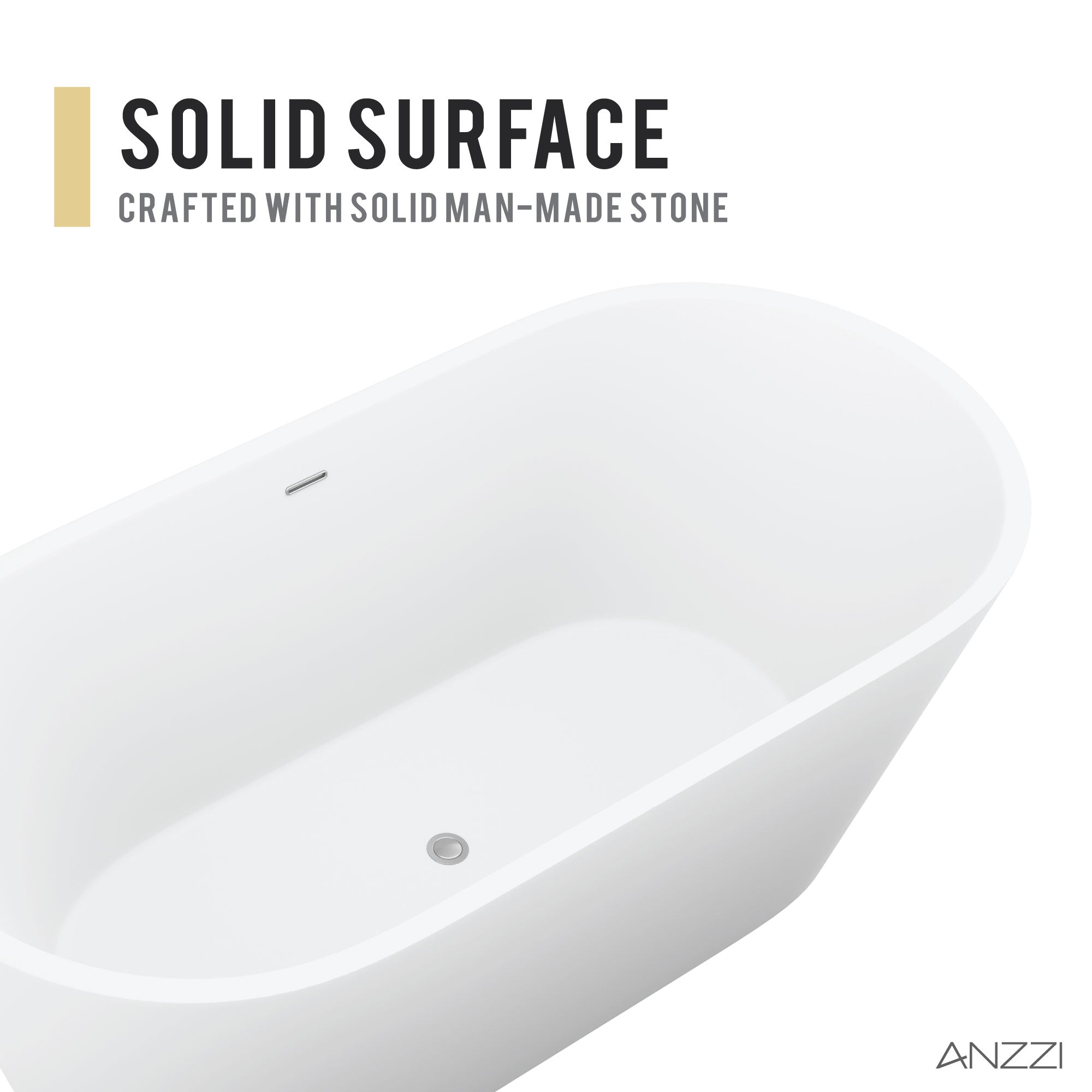 Anzzi Kosima 5.6 ft. Solid Surface Center Drain Freestanding Bathtub in Matte White FT- - FT-AZ8414