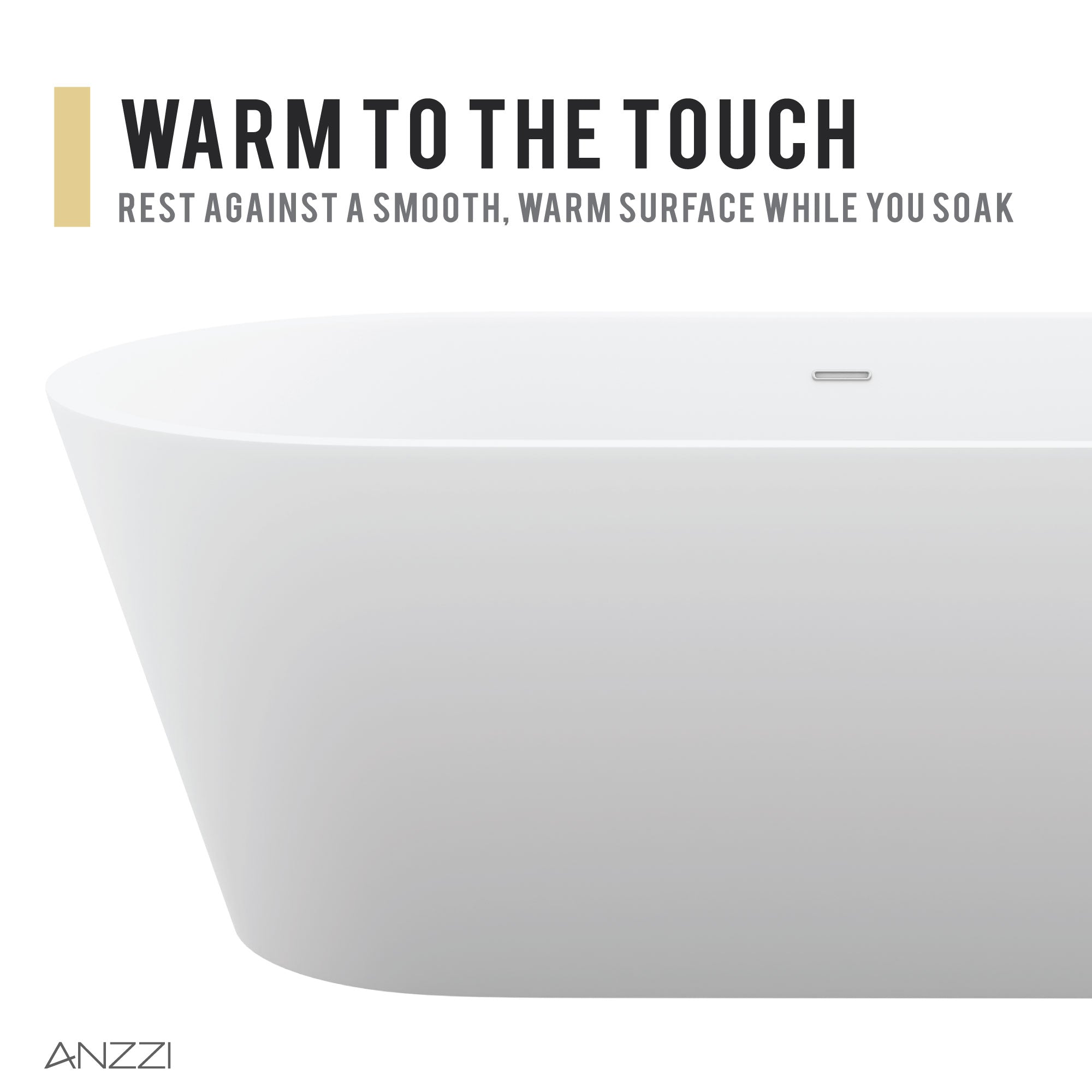 Anzzi Kosima 5.6 ft. Solid Surface Center Drain Freestanding Bathtub in Matte White FT- - FT-AZ8414