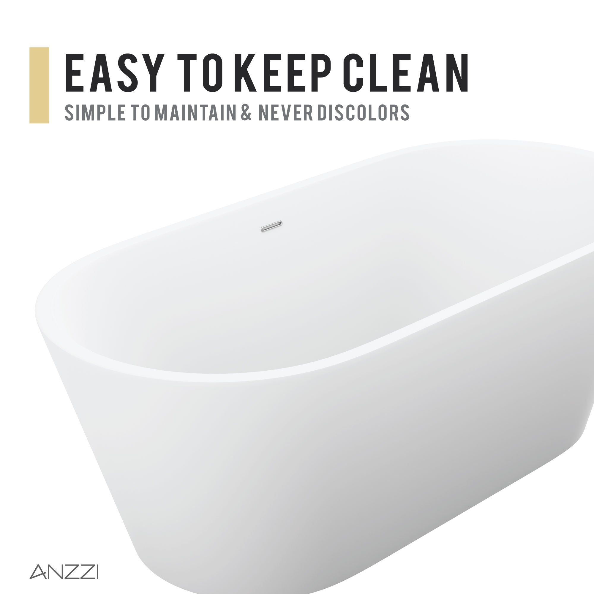 Anzzi Kosima 5.6 ft. Solid Surface Center Drain Freestanding Bathtub in Matte White FT- - FT-AZ8414