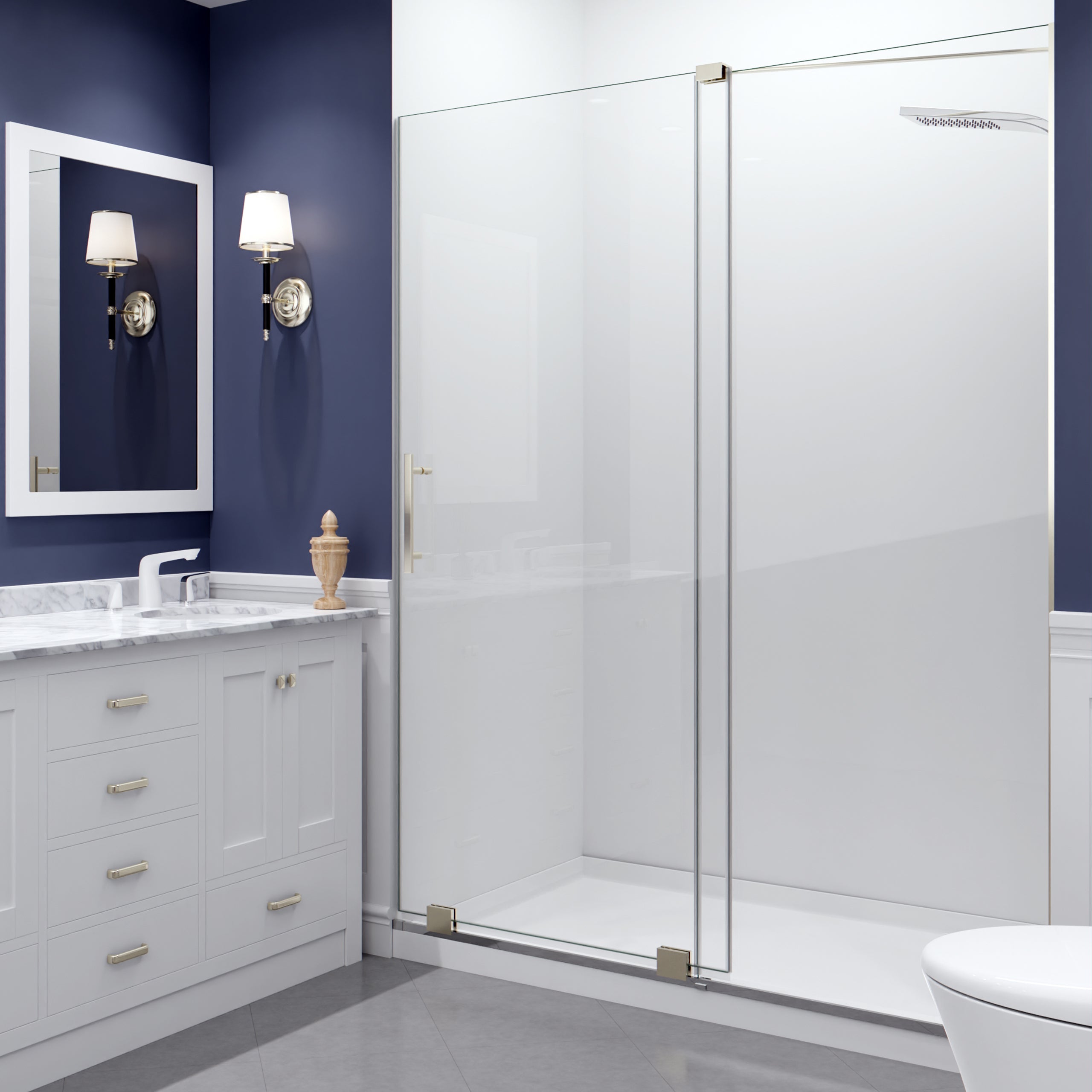 Anzzi Longboat Series 60 in. x 76 in. Semi-Frameless Shower Door with TSUNAMI GUARD SD-AZ055-01 -- SD-AZ055-01BN