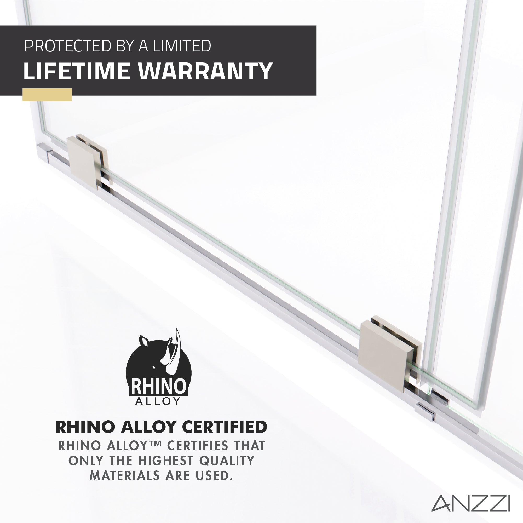 Anzzi Longboat Series 60 in. x 76 in. Semi-Frameless Shower Door with TSUNAMI GUARD SD-AZ055-01 -- SD-AZ055-01BN